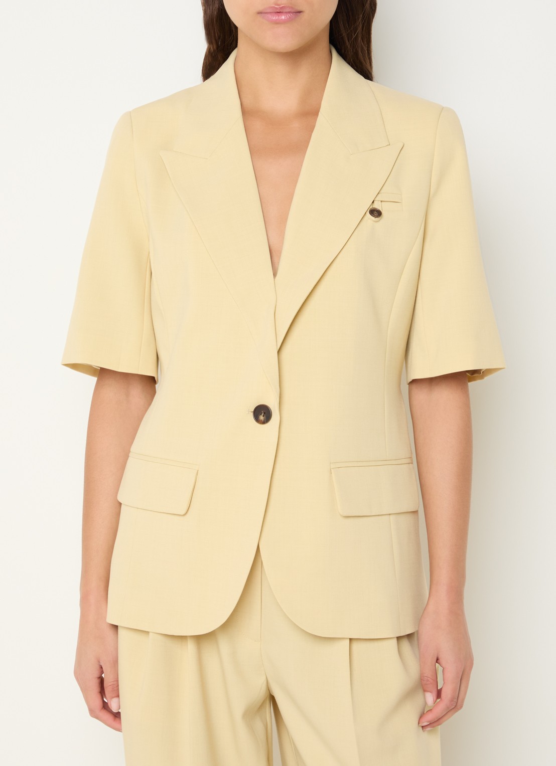 Co'Couture Nilan blazer met klepzakken - detail geel
