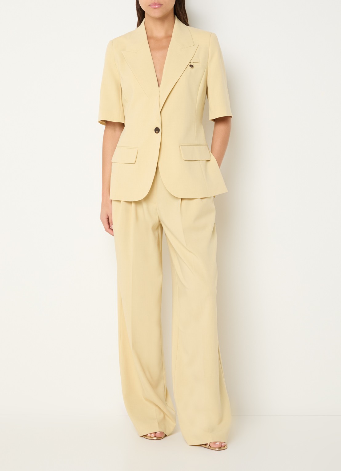 Co'Couture Nilan blazer met klepzakken - voorkant 3 geel