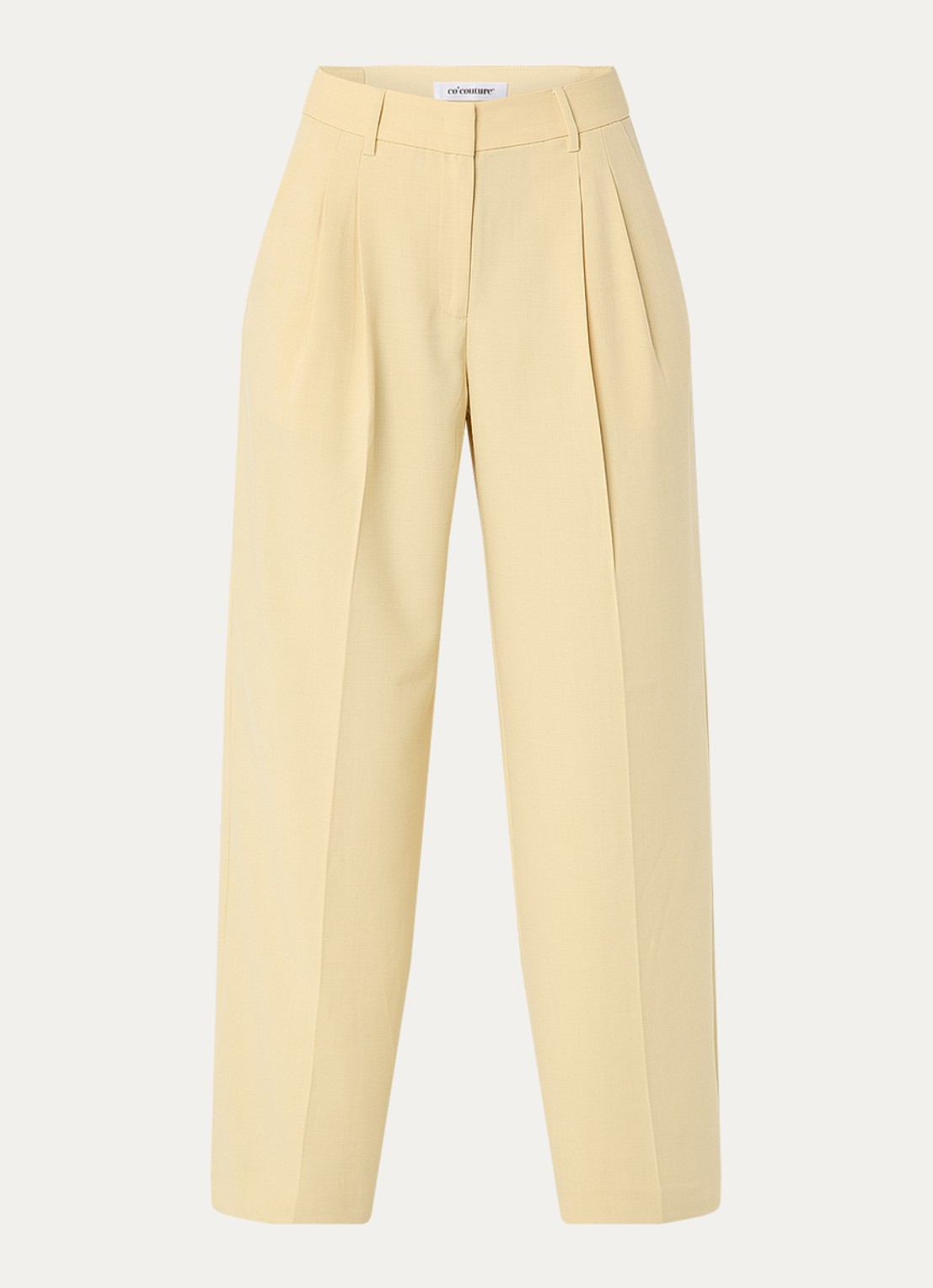 Co'Couture Nilan high waist wide fit pantalon met steekzakken - voorkant geel