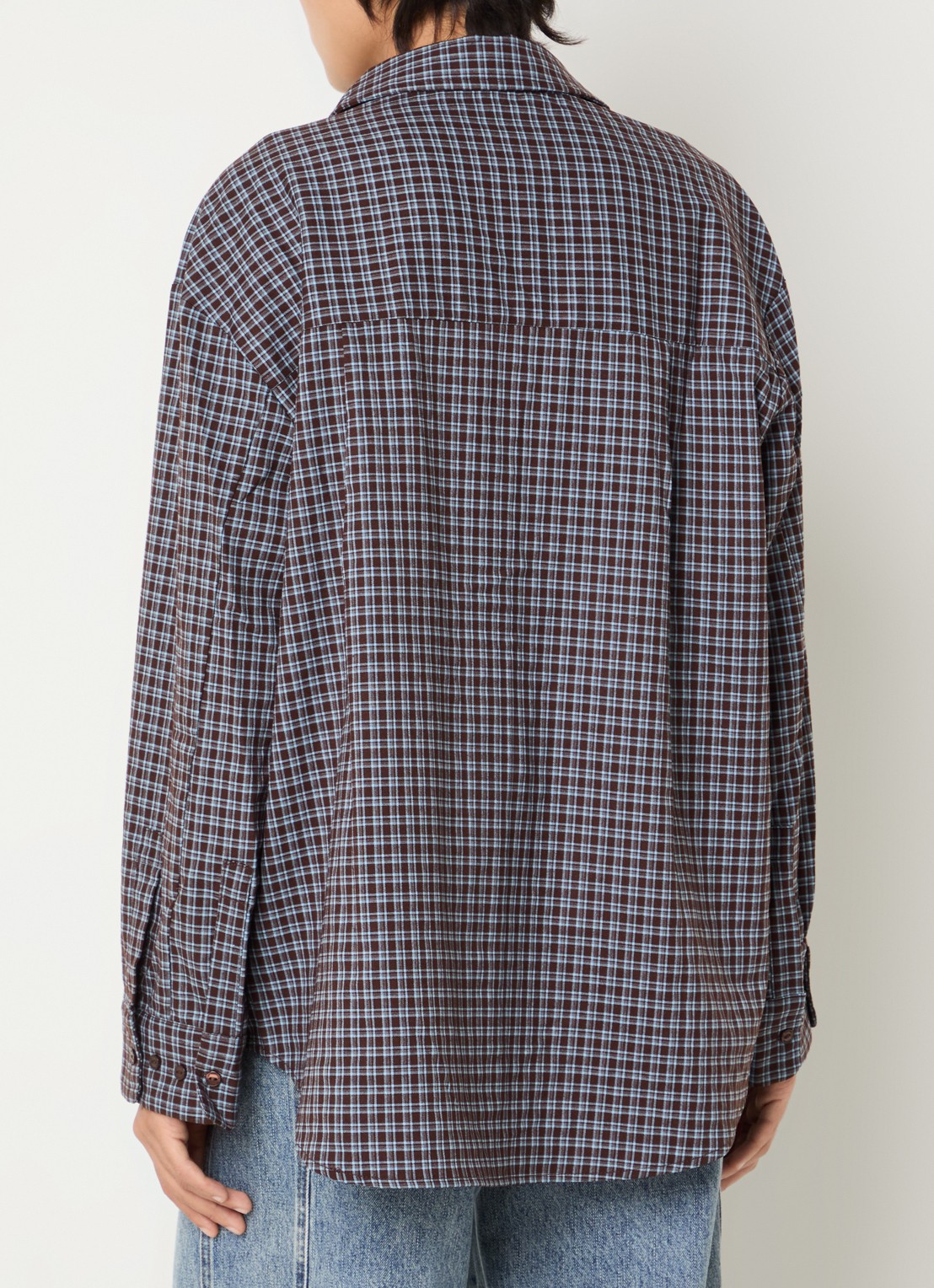 Co'Couture OdemCC blouse met ruitdessin - achterkant 2 donkerbruin