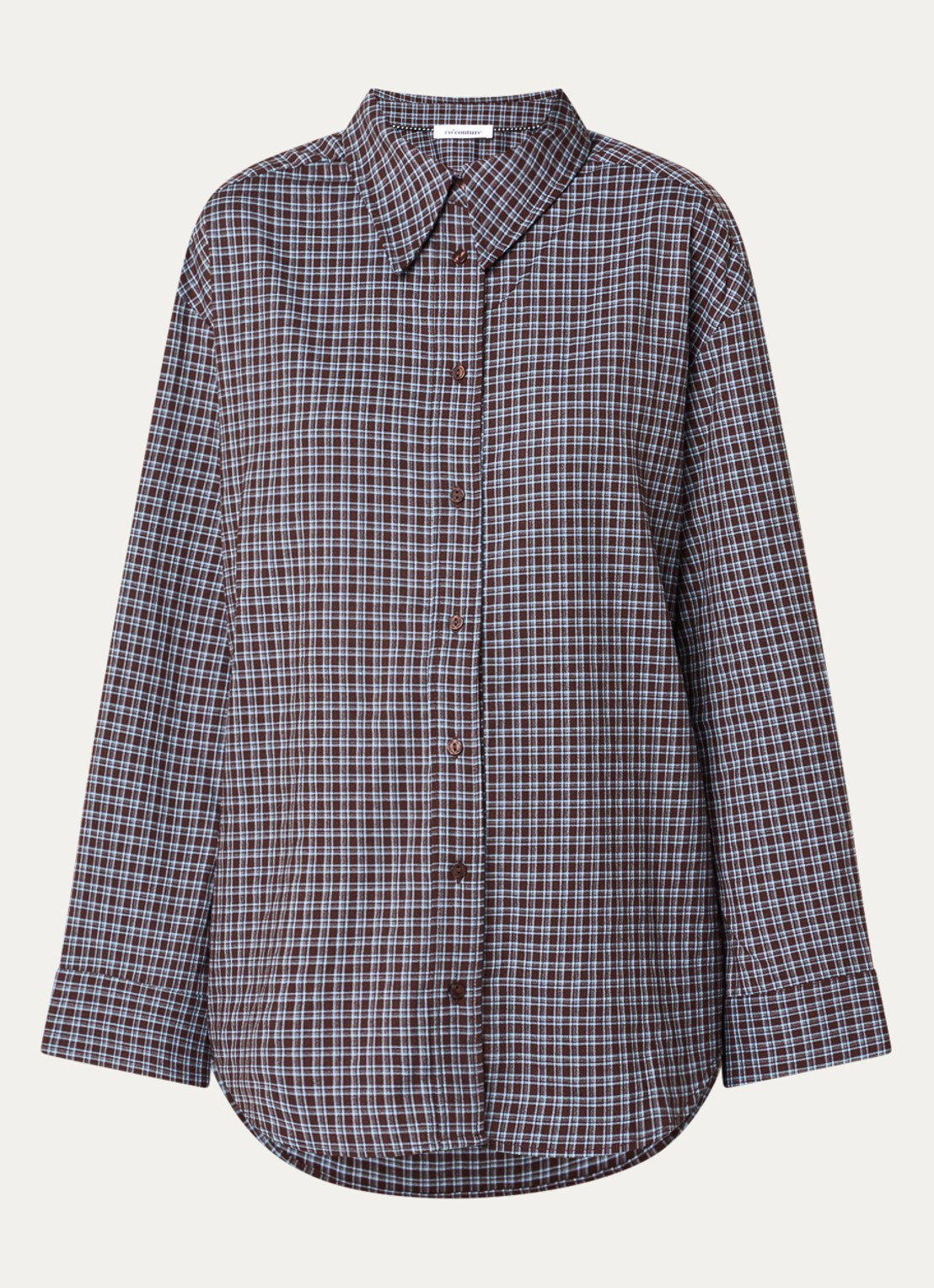 Co'Couture OdemCC blouse met ruitdessin - voorkant 3 donkerbruin