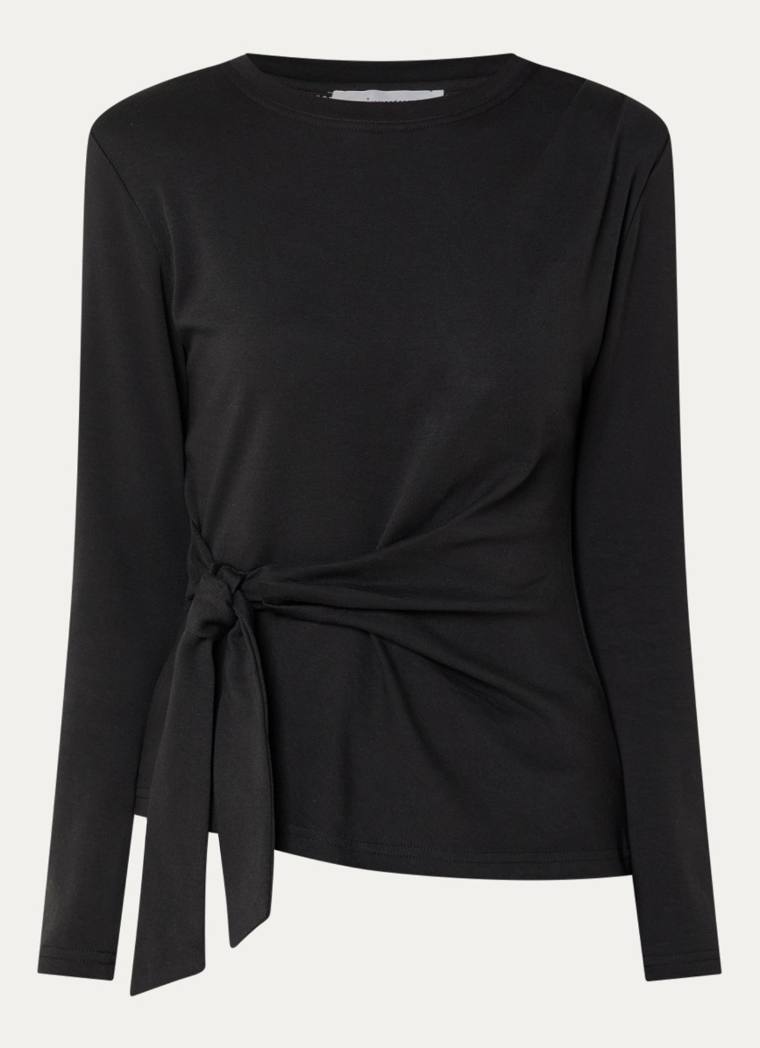 Co'Couture Orianecc top met strikceintuur - voorkant 2 zwart