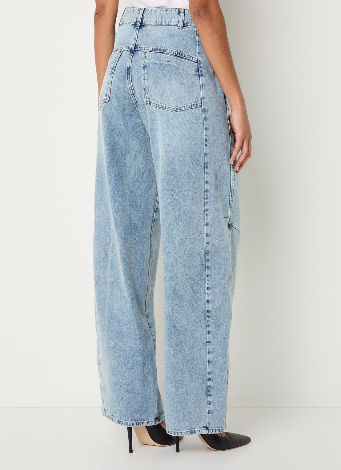 Co'Couture Pancy high waist wide leg jeans met lichte wassing - achterkant 4 indigo