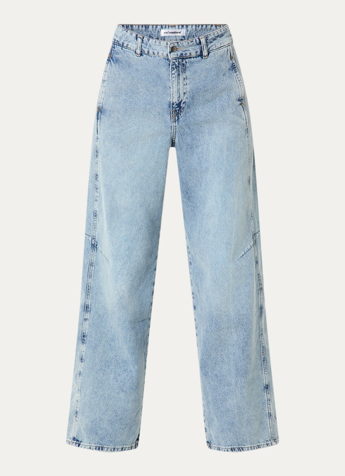 Co'Couture Pancy high waist wide leg jeans met lichte wassing - voorkant 2 indigo