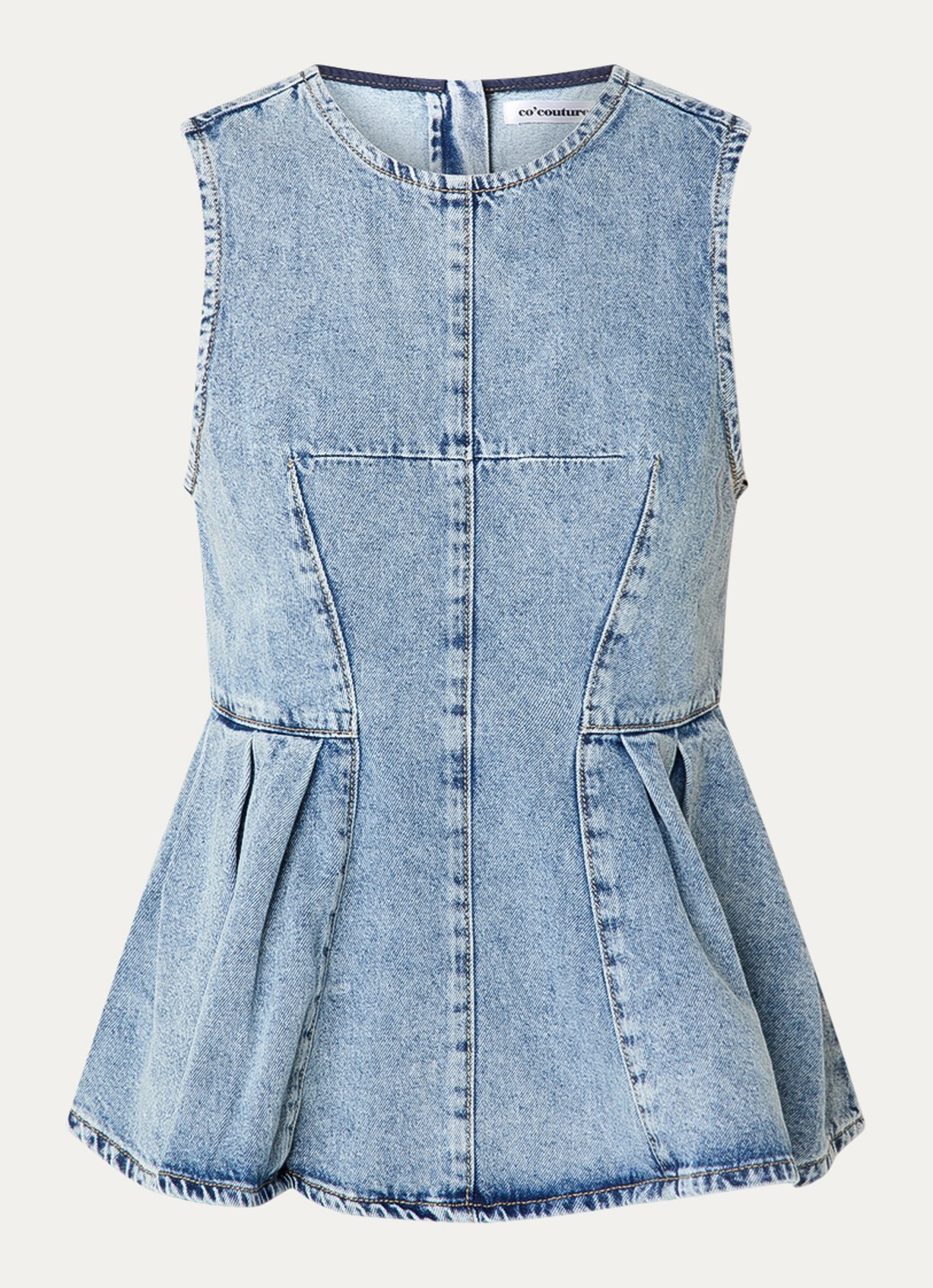 Co'Couture Pancycc top van denim met peplum - voorkant 3 indigo