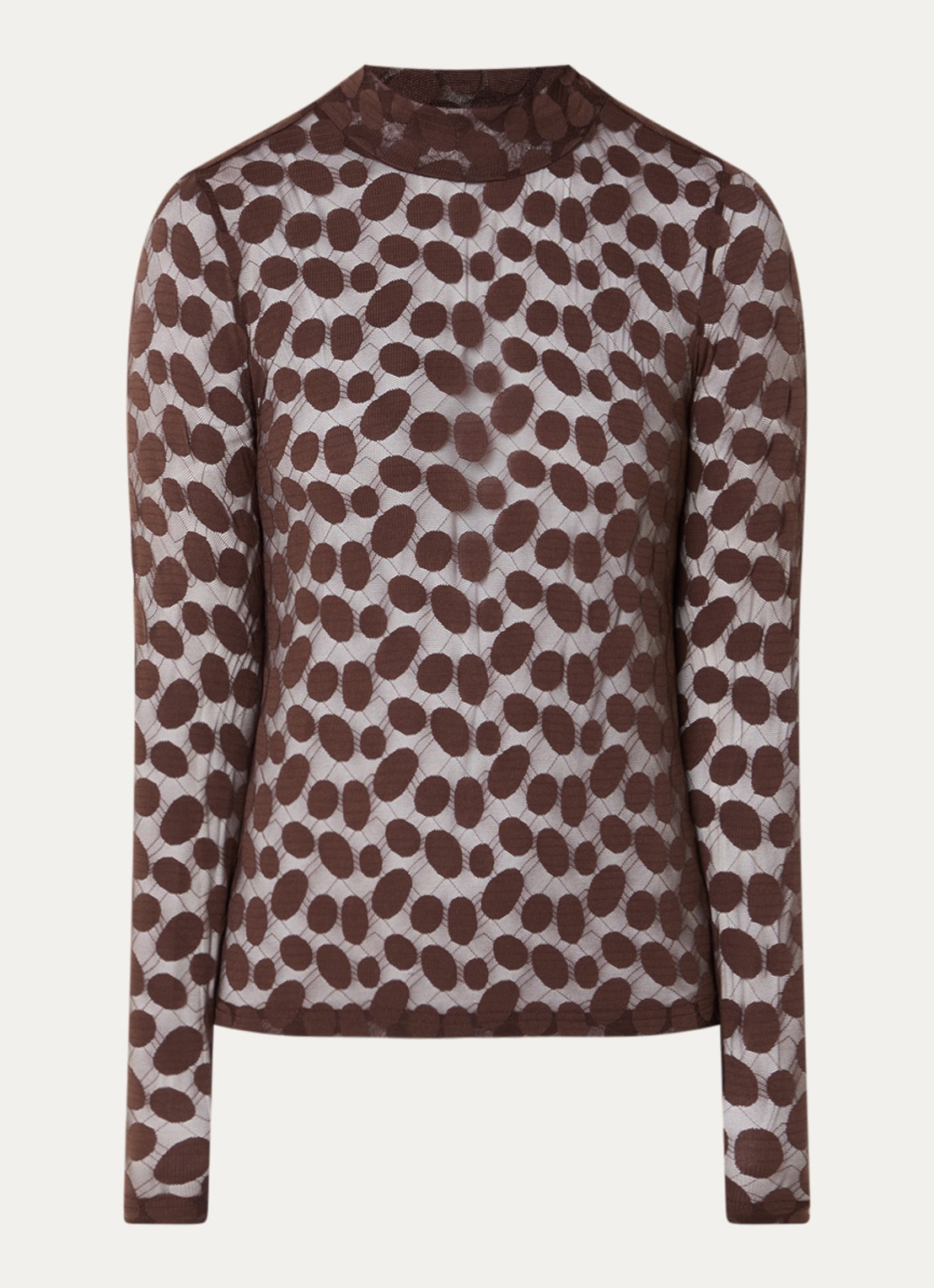 Co'Couture Penola semi-transparante top met col - voorkant 2 bruin
