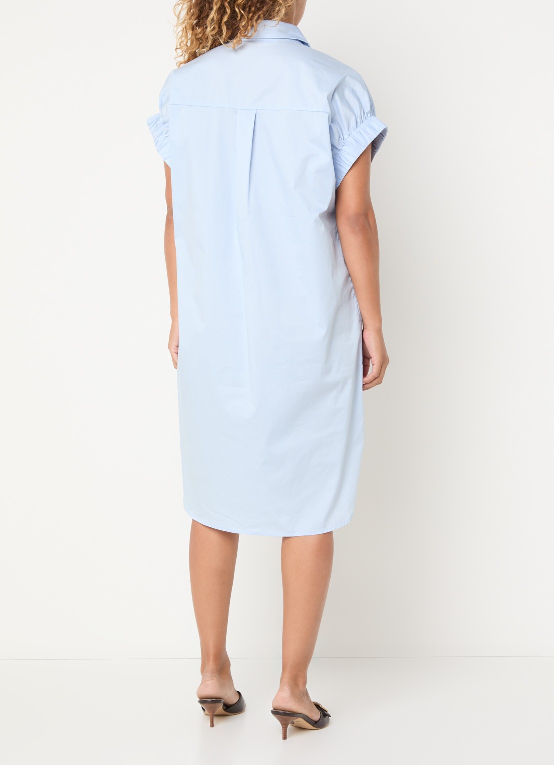 Co'Couture PoppyCC midi blousejurk met split - achterkant lichtblauw