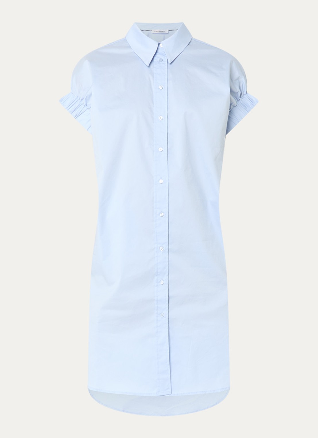 Co'Couture PoppyCC midi blousejurk met split - voorkant 2 lichtblauw