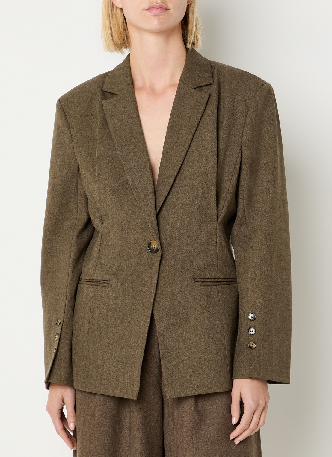 Co'Couture Prestancc blazer in wolblend - detail 3 donkerbeige