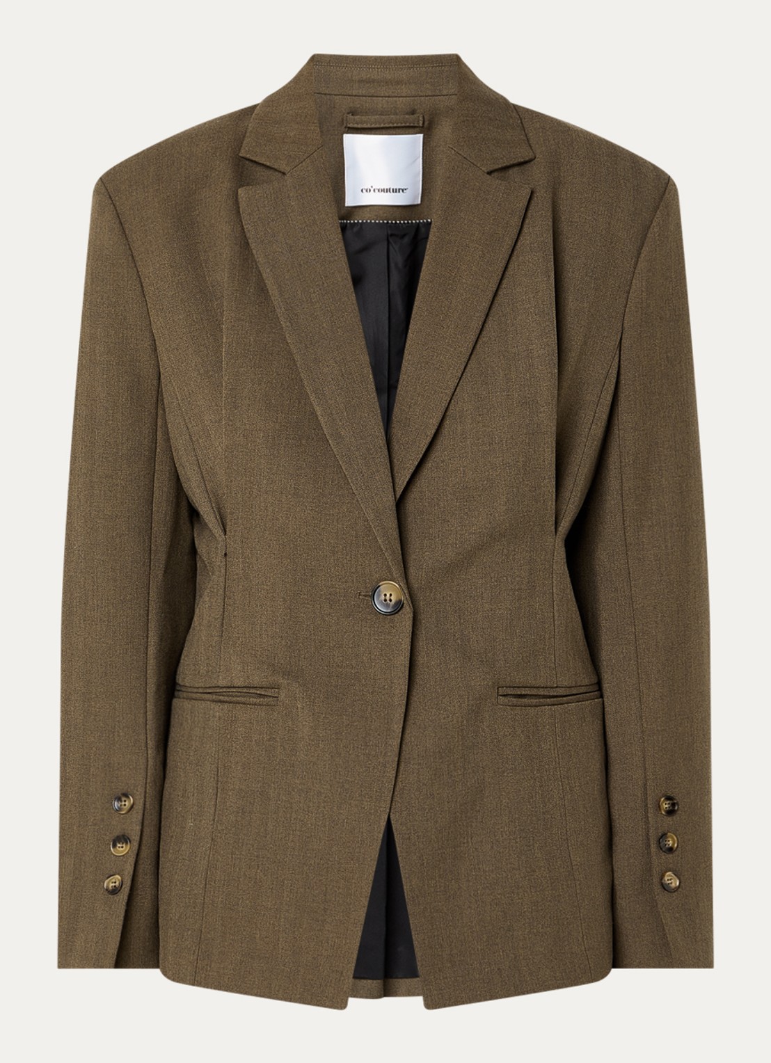 Co'Couture Prestancc blazer in wolblend - voorkant donkerbeige