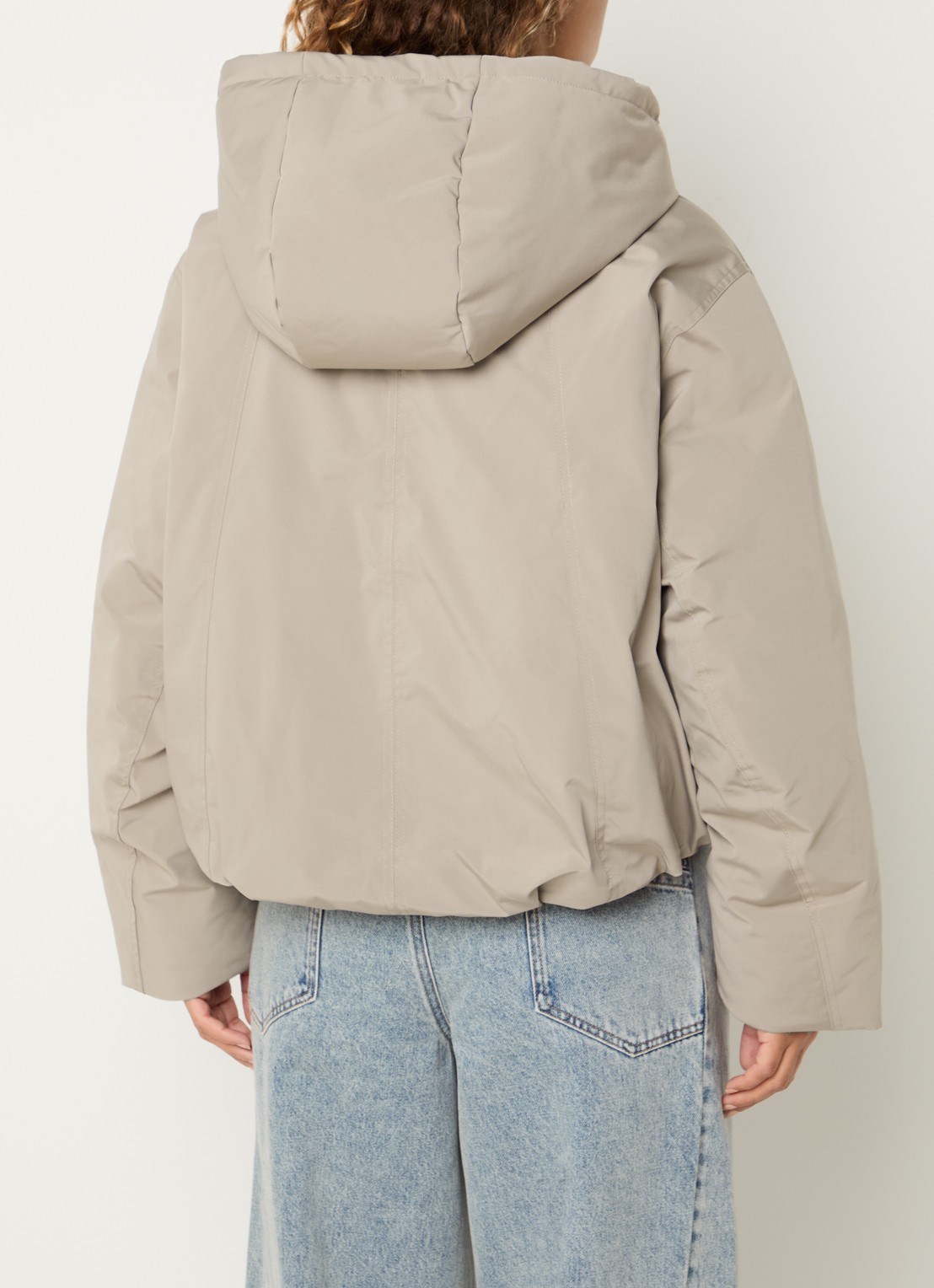 Co'Couture Rillo puffer jack met steekzakken - achterkant 3 beige