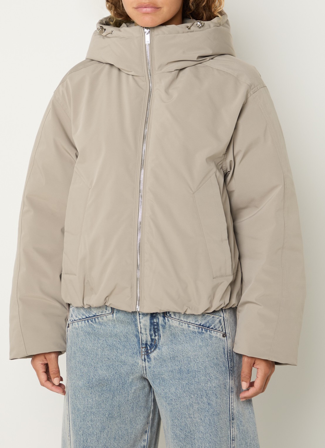 Co'Couture Rillo puffer jack met steekzakken - detail 4 beige