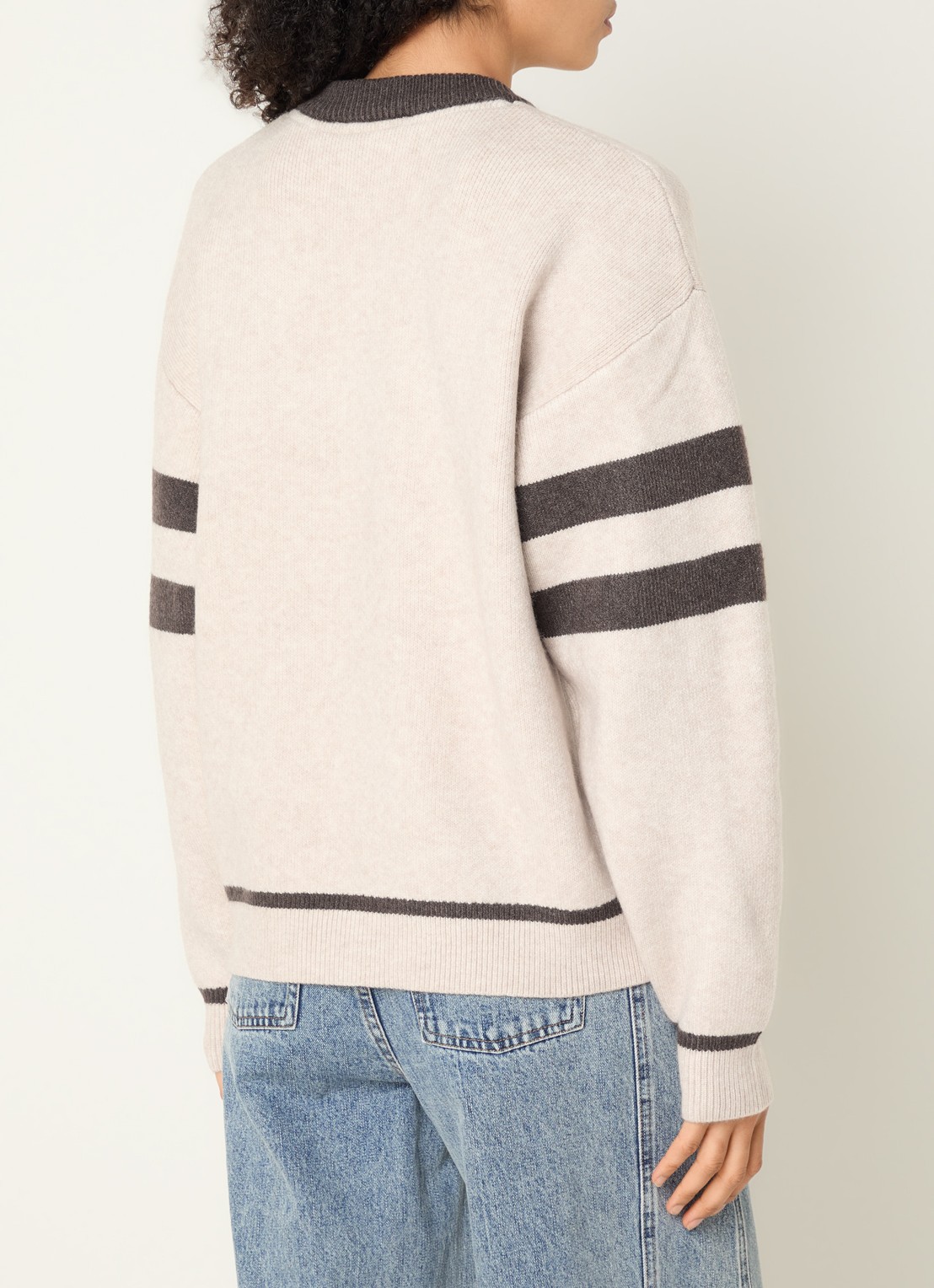 Co'Couture Row Coco fijngebreide trui met ingebreide logoprint - achterkant gebroken wit