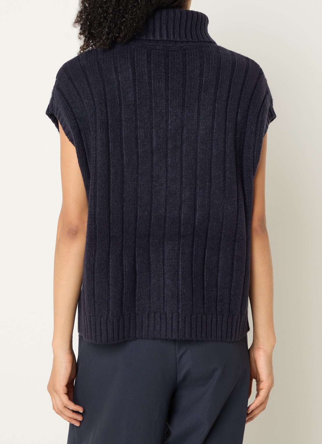 Co'Couture Row oversized kabelgebreide spencer met col - achterkant blauw