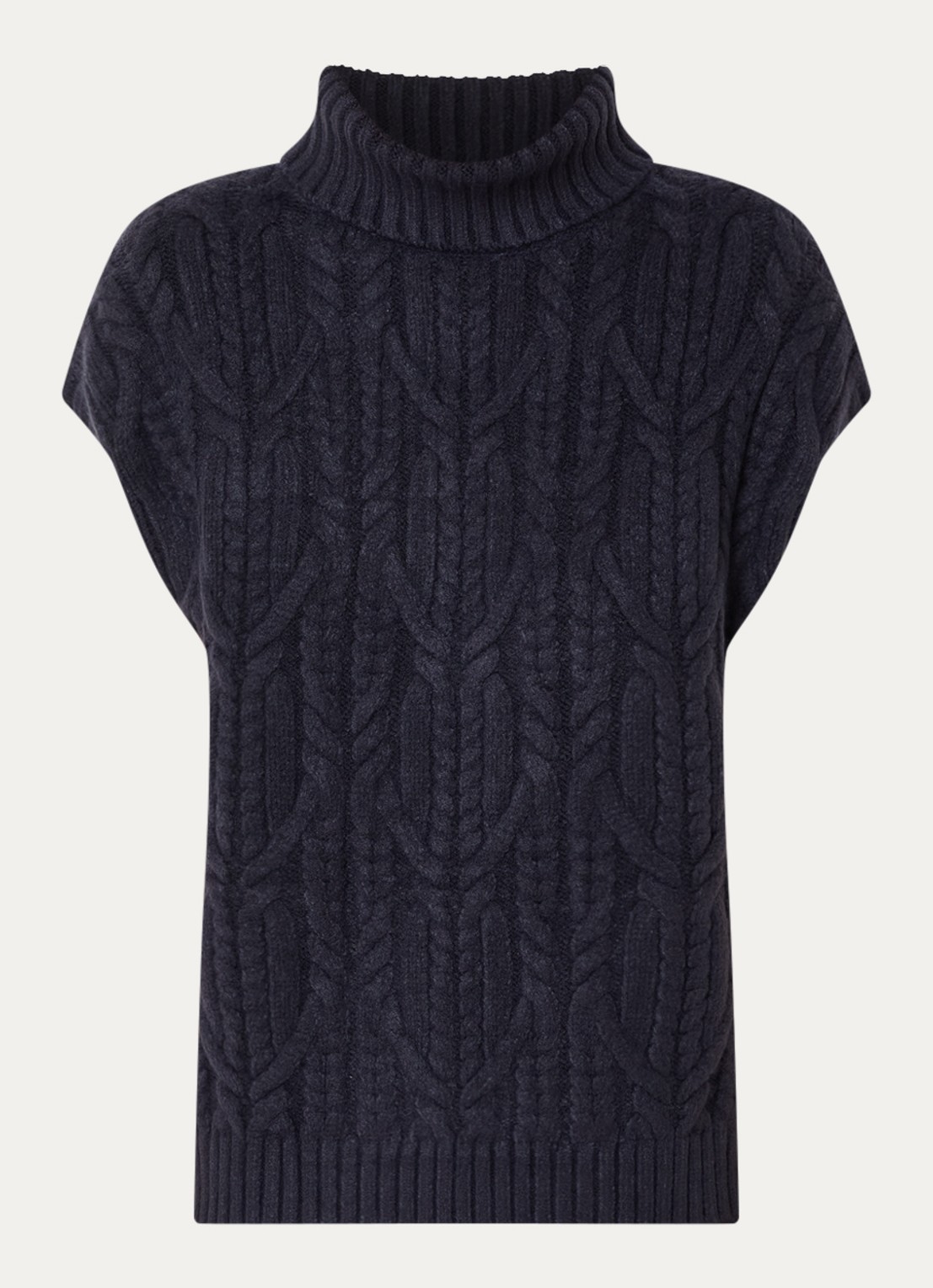 Co'Couture Row oversized kabelgebreide spencer met col - voorkant 2 blauw