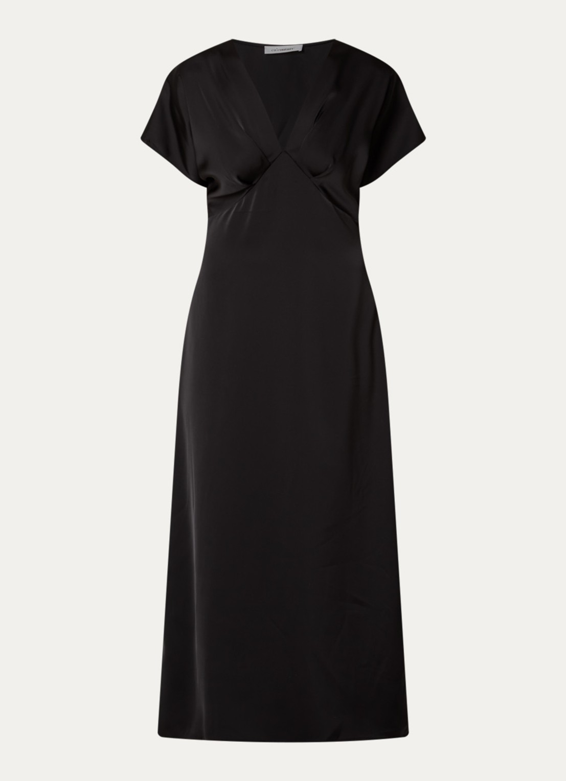 Co'Couture Safira maxi tuniekjurk van satijn  - voorkant zwart
