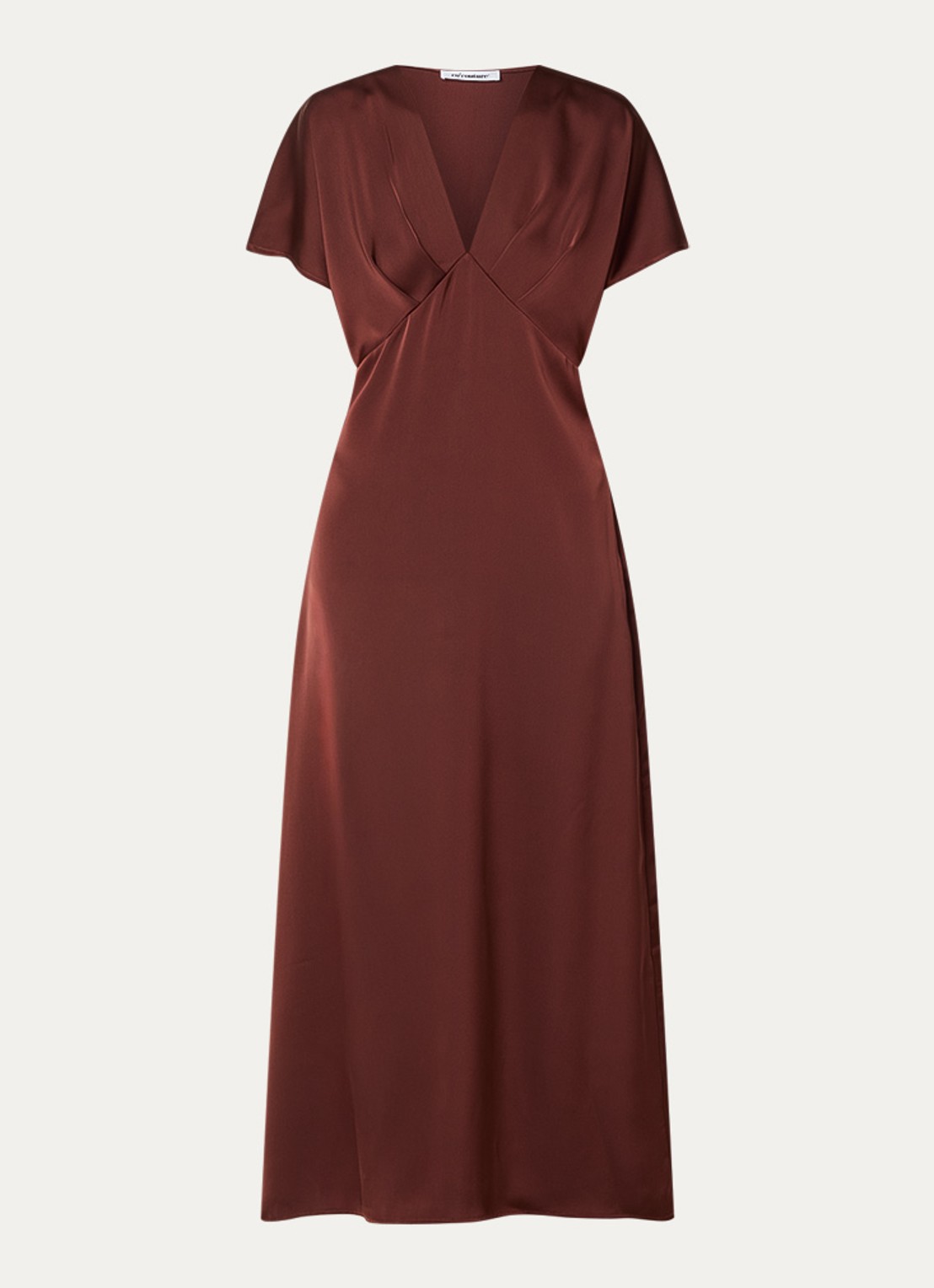 Co'Couture Safira maxi tuniekjurk van satijn  - voorkant 2 roodbruin