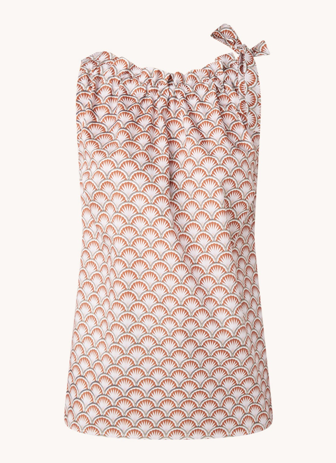 Co'Couture Saki mouwloze top met print - voorkant 2 roestbruin