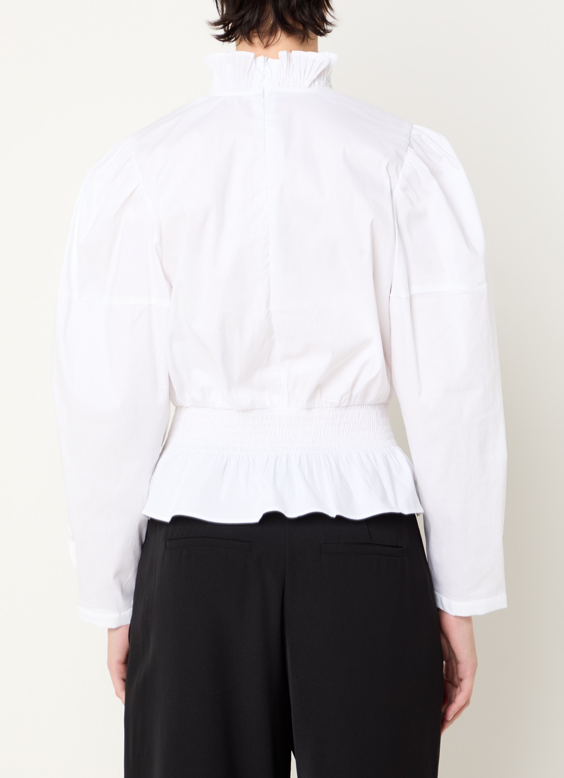 Co'Couture Sanna tuniek met smockwerk en ruches - achterkant wit