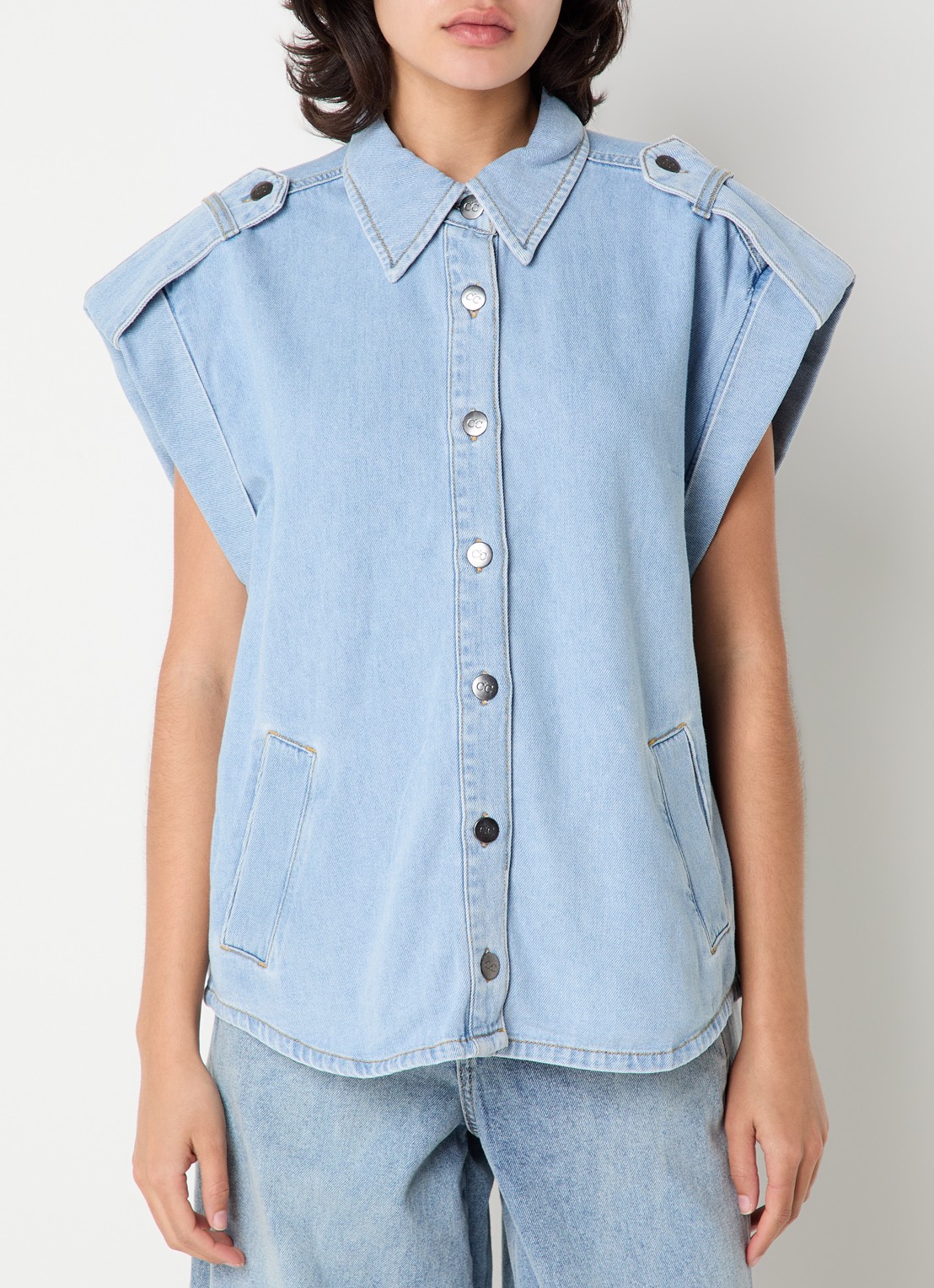 Co'Couture SharonCC blouse met steekzakken - detail 4 indigo