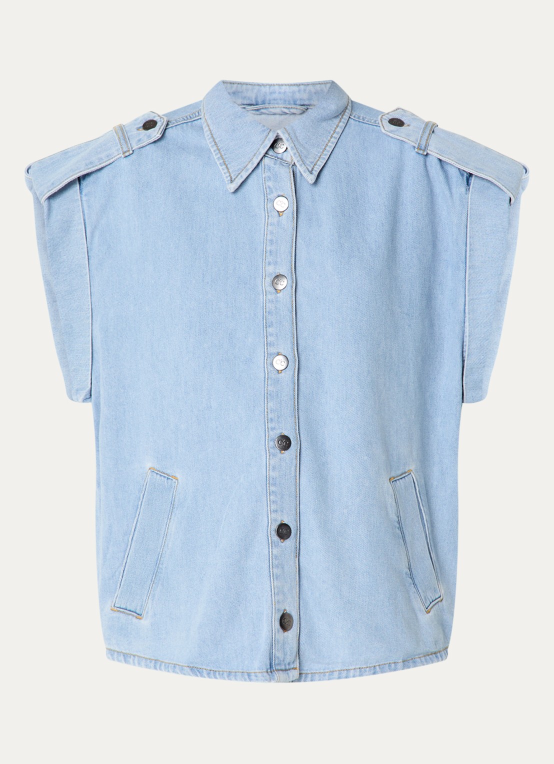 Co'Couture SharonCC blouse met steekzakken - voorkant 2 indigo