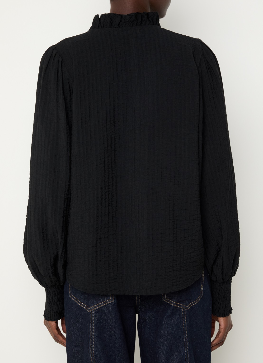 Co'Couture Shina blouse met ruches - achterkant 2 zwart
