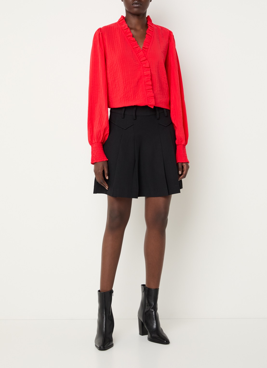 Co'Couture Shina blouse met ruches - voorkant 4 rood