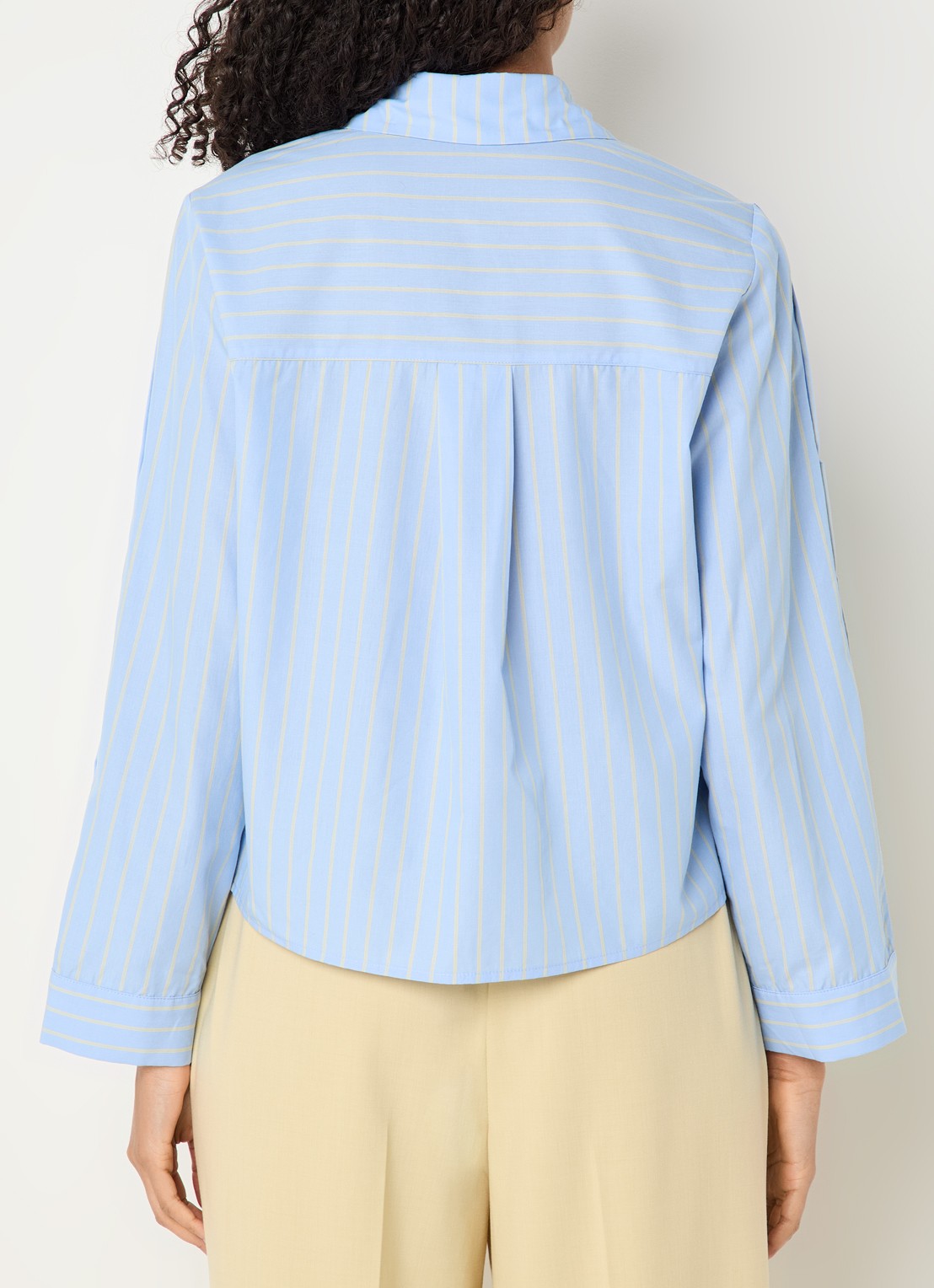 Co'Couture Simo blouse met streepprint - achterkant 2 blauwgrijs