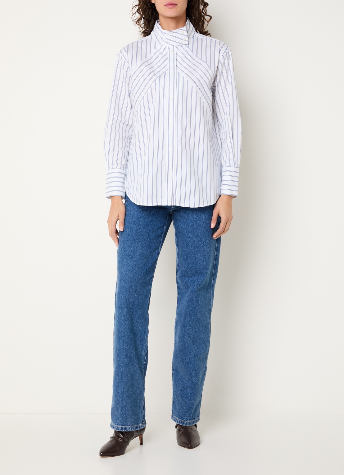Co'Couture Somocc blouse met streepprint - voorkant 3 wit