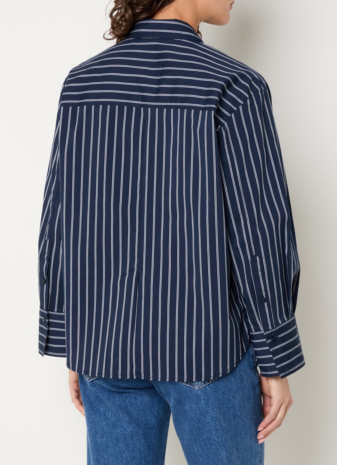 Co'Couture Somocc blouse met streepprint - achterkant 4 donkerblauw