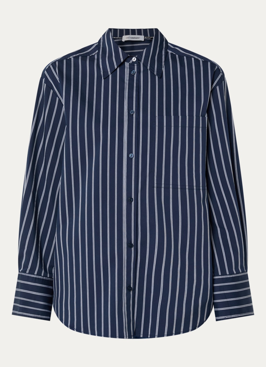 Co'Couture Somocc blouse met streepprint - voorkant 2 donkerblauw