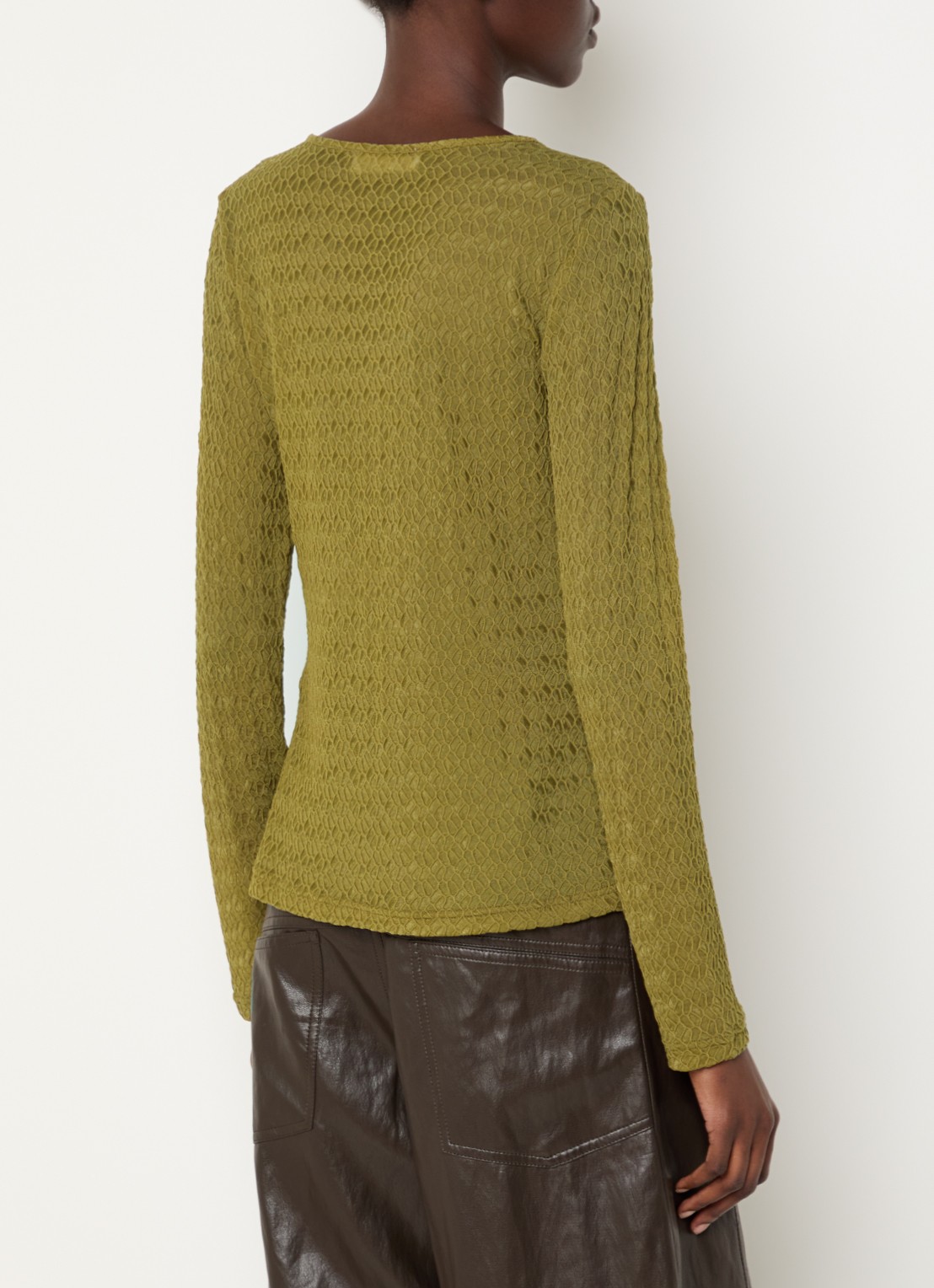 Co'Couture SvalaCC semi-transparante top met opengewerkt dessin - achterkant 3 groen