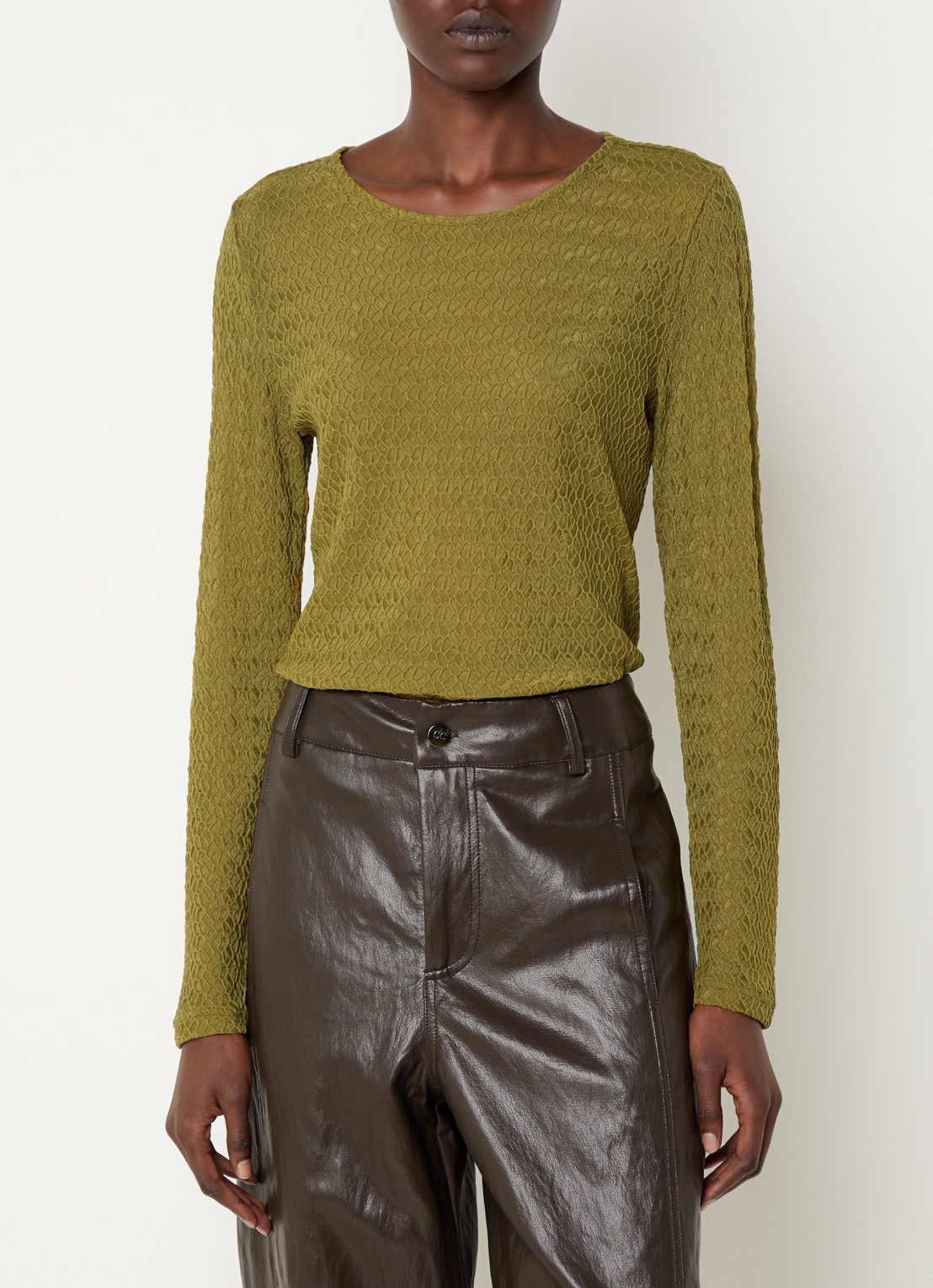Co'Couture SvalaCC semi-transparante top met opengewerkt dessin - detail 4 groen