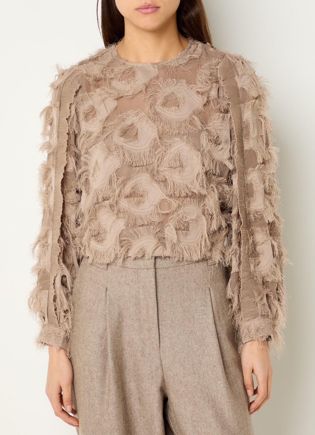 Syra Fs Co'Couture Syra semi-transparante tuniek met structuur • Beige • de ...