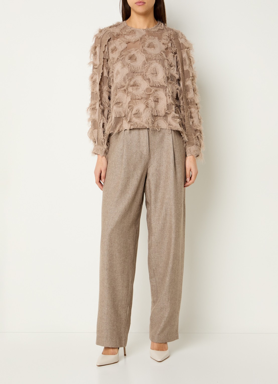Syra Fs Co'Couture Syra semi-transparante tuniek met structuur • Beige • de ...