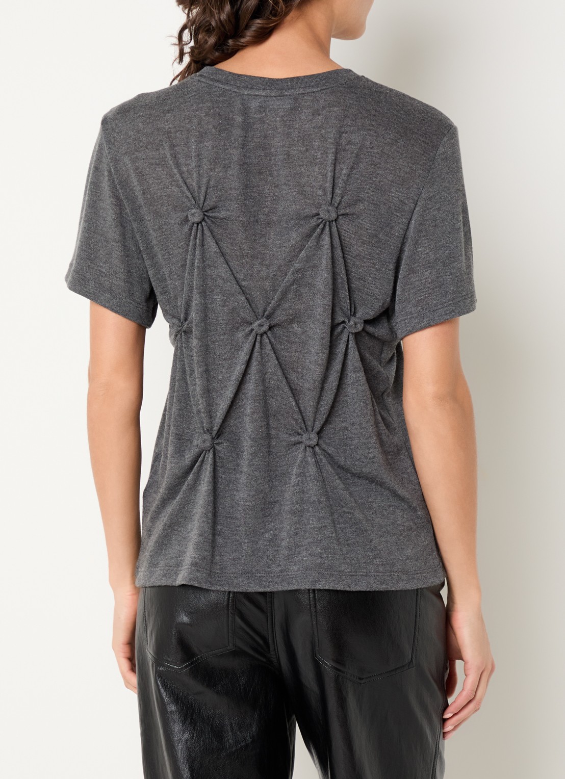 Co'Couture Taniacc T-shirt met met knoopdetail - achterkant 2 donkergrijs