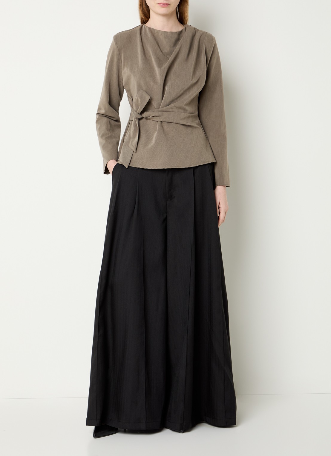 Co'Couture Tenga tuniek met strikceintuur - voorkant 4 lichtbruin