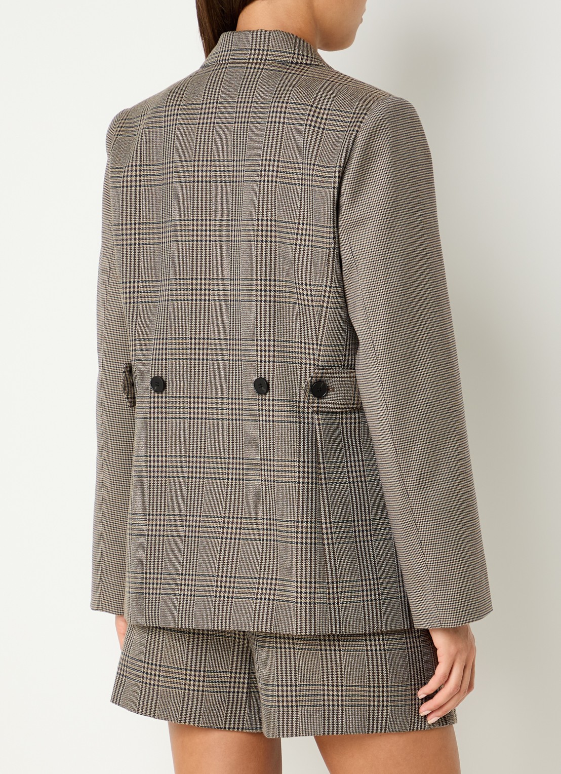 Co'Couture VeyaCC blazer met ruitdessin - achterkant 4 bruin