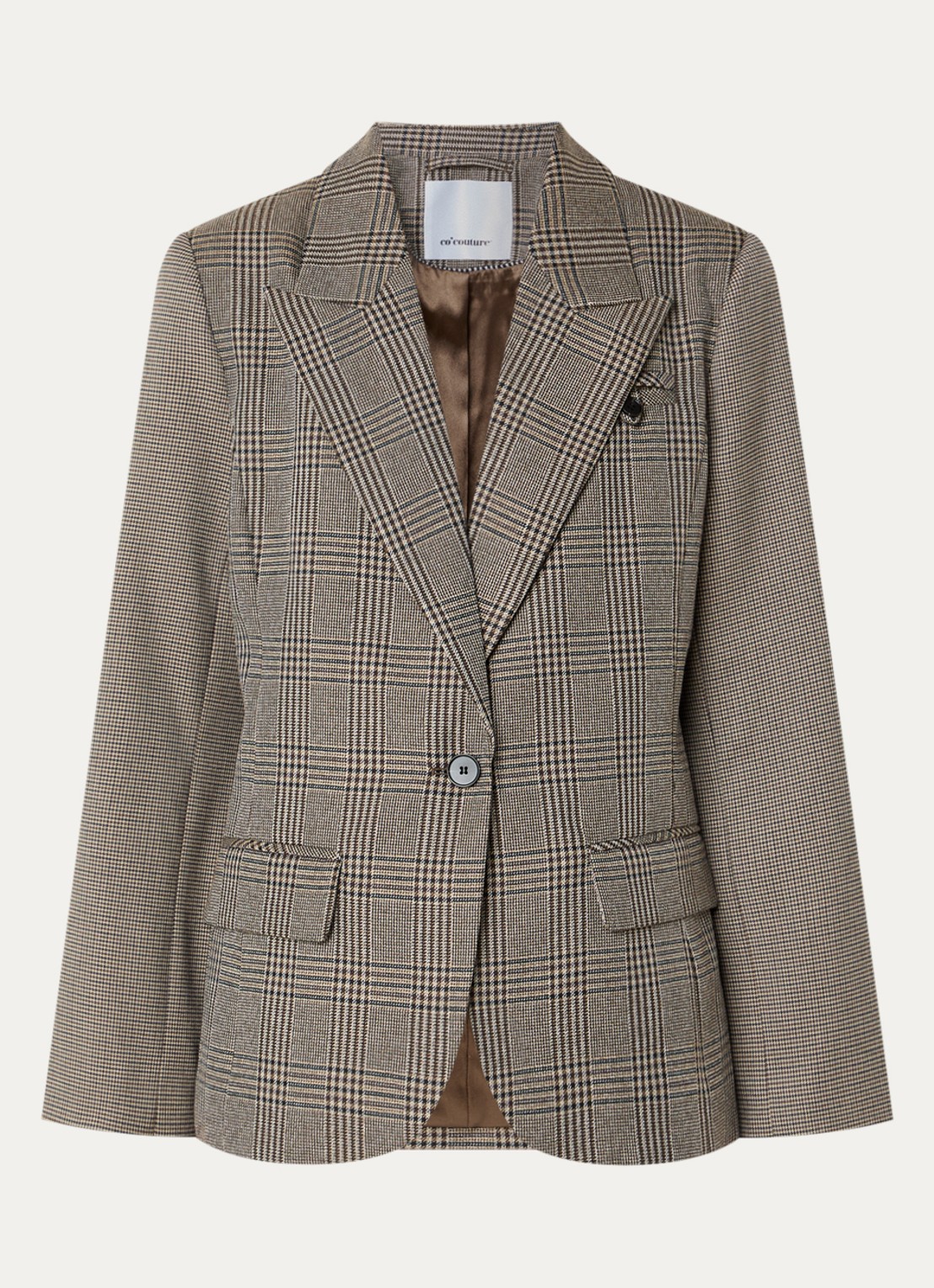 Co'Couture VeyaCC blazer met ruitdessin - voorkant 2 bruin