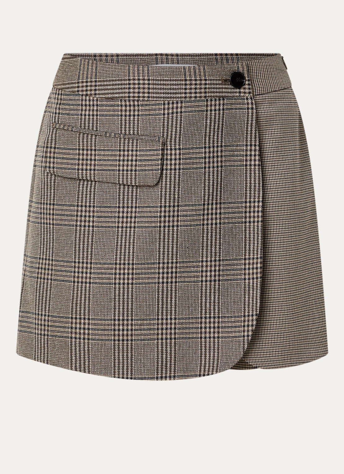 Co'Couture VeyaCC mini broekrok met ruitdessin - voorkant 3 lichtbruin