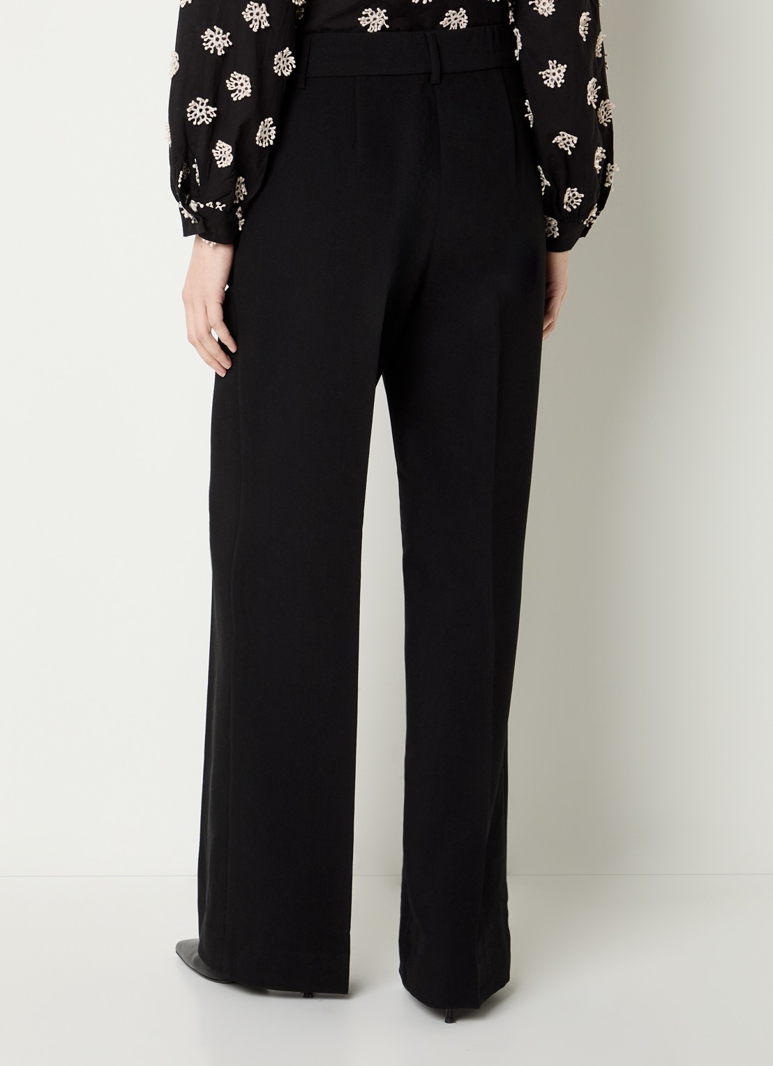 Co'Couture Vola high waist loose fit pantalon met persplooi - achterkant zwart