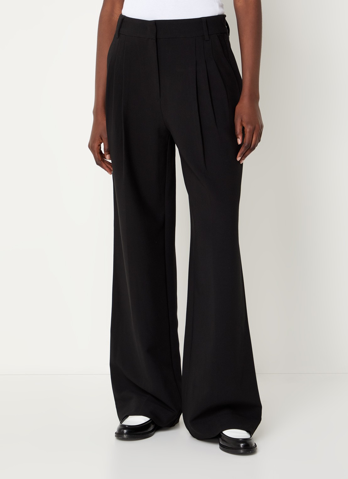 Co'Couture Vola high waist loose fit pantalon met plooidetail - detail zwart