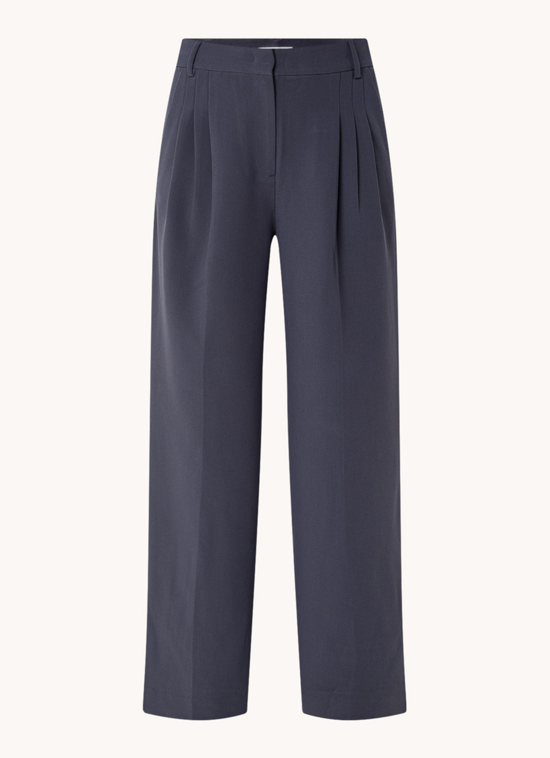 Co'Couture Vola high waist loose fit pantalon met plooidetail - voorkant staalblauw