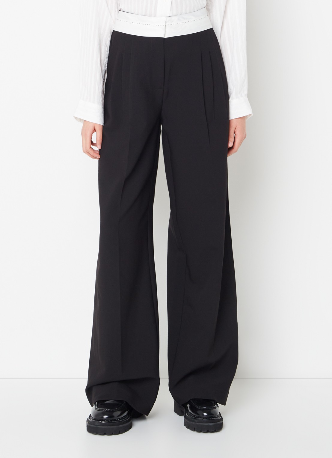 Co'Couture Vola high waist wide fit pantalon met steekzakken - detail 3 zwart