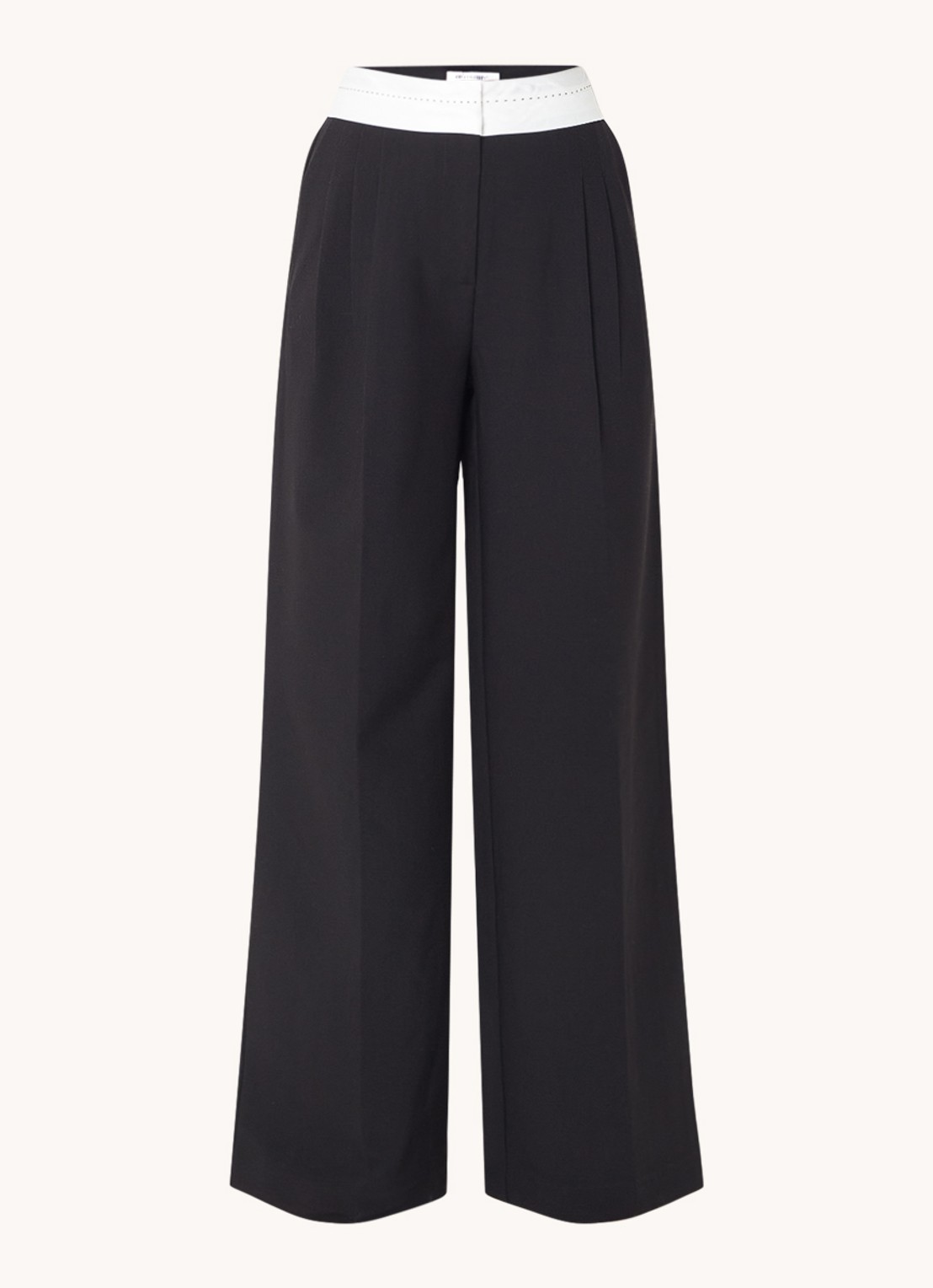 Co'Couture Vola high waist wide fit pantalon met steekzakken - voorkant zwart
