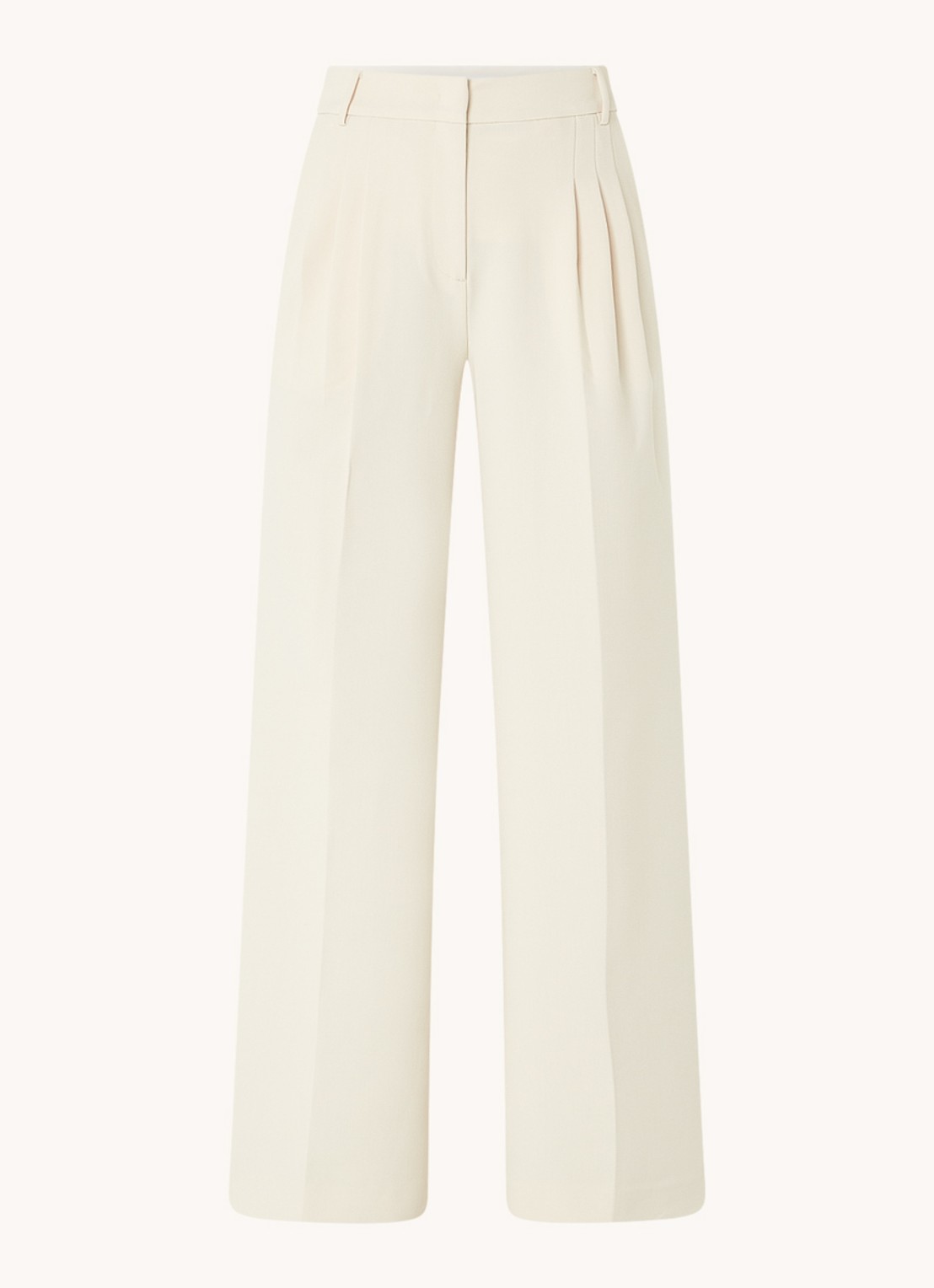Co'Couture Vola high waist wide fit pantalon met stretch - voorkant 2 gebroken wit