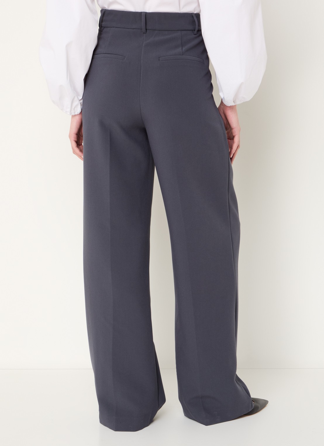 Co'Couture Vola high waist wide fit pantalon met stretch - achterkant 4 donkergrijs