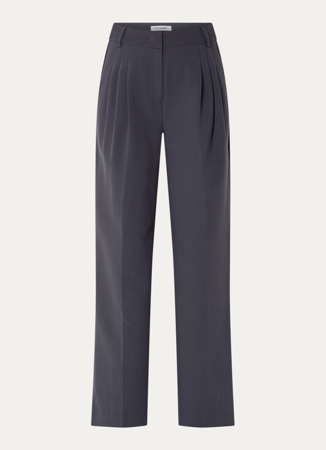 Co'Couture Vola high waist wide fit pantalon met stretch - voorkant 2 donkergrijs