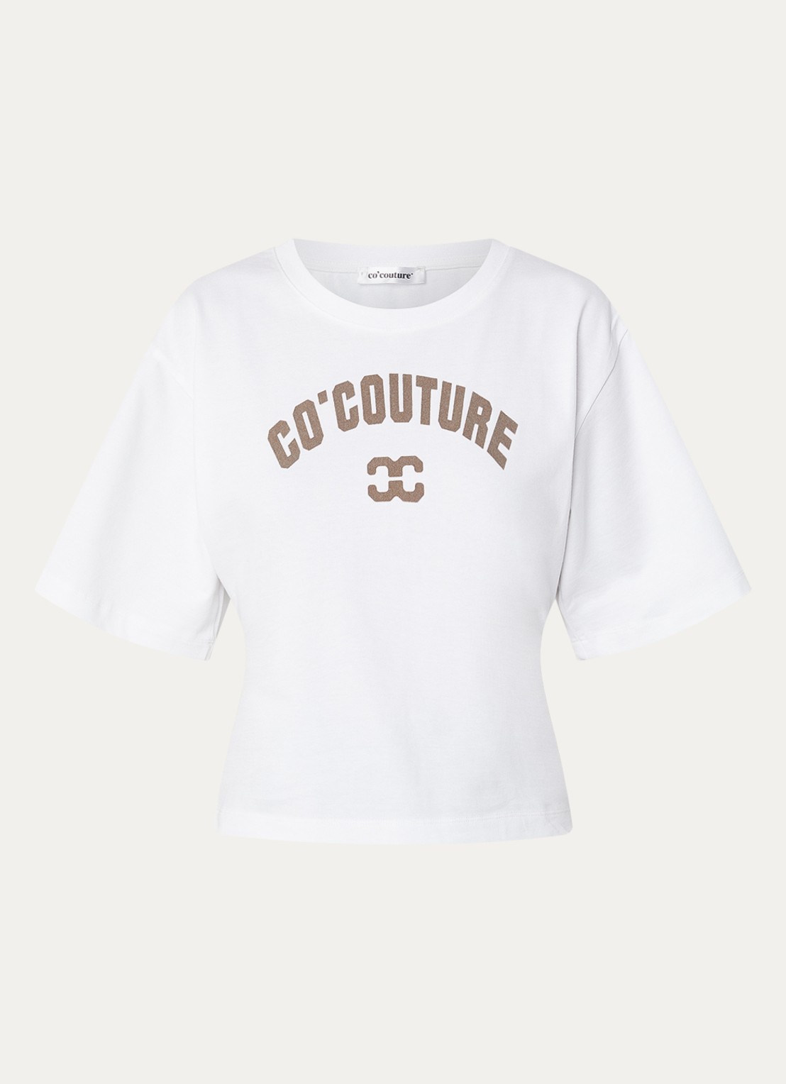 Co'Couture Zenga T-shirt met flock logoprint - voorkant 3 wit