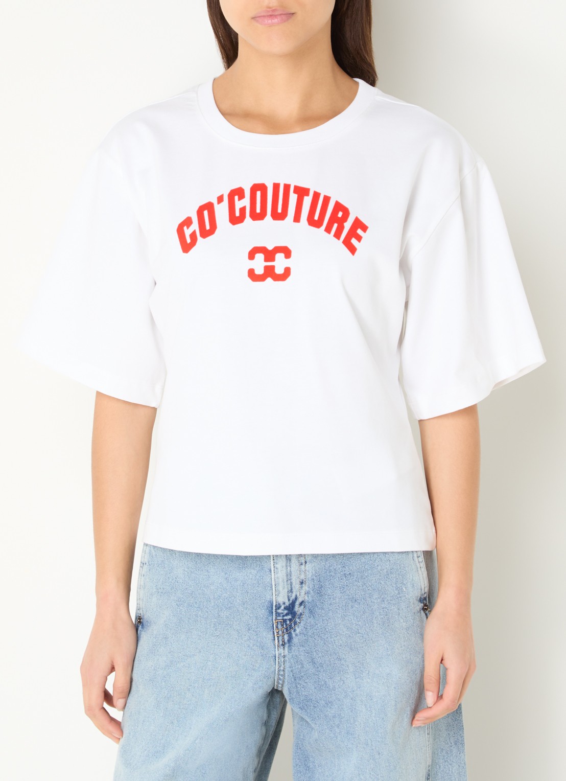 Co'Couture Zenga T-shirt met flock logoprint - detail 4 wit